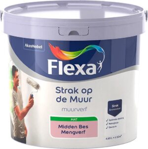Flexa - Strak op de muur - Muurverf - Mengcollectie - Midden Bes - 5 Liter