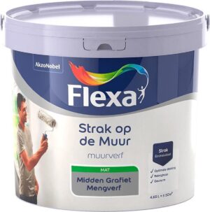 Flexa - Strak op de muur - Muurverf - Mengcollectie - Midden Grafiet - 5 Liter