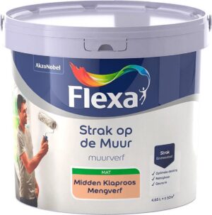 Flexa - Strak op de muur - Muurverf - Mengcollectie - Midden Klaproos - 5 Liter
