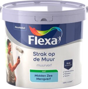 Flexa - Strak op de muur - Muurverf - Mengcollectie - Midden Zee - 5 Liter