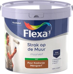 Flexa - Strak op de muur - Muurverf - Mengcollectie - Puur Kastanje - 5 Liter