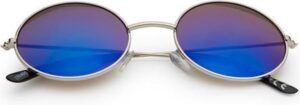 Freaky Glasses® | Ronde hippie gabber zonnebril blauwe spiegel lenzen