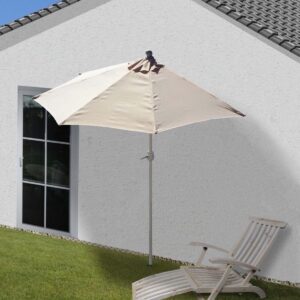 Halve parasol muurparasol balkon parasol Creme 300 cm
