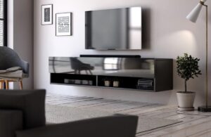Hangend Tv Meubel Hoogglans Zwart 140 cm - Modern Strak Design