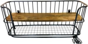 Industrieel wandrek van metaal en hout | 65 cm | Wandplank