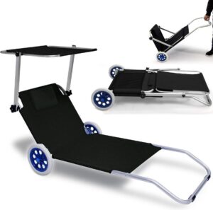 Inklapbare strandstoel met wielen, ligbed, "Kreta"