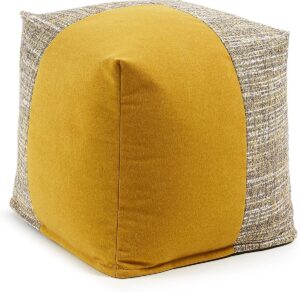Kave Home - Boho Poef, mosterd - Bruin, Mosterd