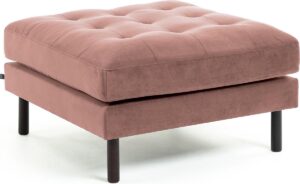 Kave Home - Debra fluwelen poef roze 80 x 80 cm