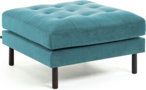 Kave Home - Debra fluwelen poef turquoise 80 x 80 cm