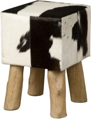 Krukje koeienhuid vierkant | 30x30x45 | Large | Zwart-wit