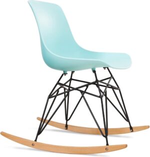 Luxe Schommel Kuipstoel - Moderne Rocking Chair - Kuip Stoel - Relax Schommelstoel - Scandinavisch Design - Kunststof/Hout Wit