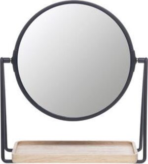 Make-Up Spiegel Rond met Bamboo Plateau - 3 x vergrotend