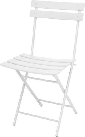 Mat wit stalen bistrostoel opvouwbaar 83 cm - Bistrostoel/buitenstoel/balkonstoel - Tuinstoelen