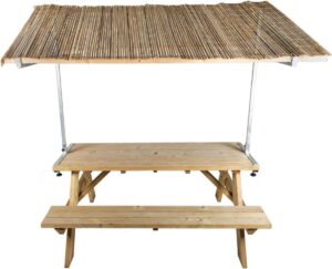 MaximaVida houten picknicktafel Vilnius 180 cm met bamboe dak Bora Bora