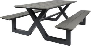 MaximaVida kunststof- aluminium picknicktafel Hamburg 210 cm grijs - lage instap