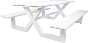 MaximaVida kunststof- aluminium picknicktafel Hamburg 210 cm wit - lage instap