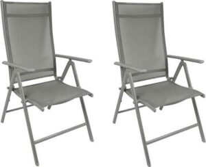 MaxxGarden - 2x aluminium tuinstoel / tuin stoel ZILVER/GRIJS