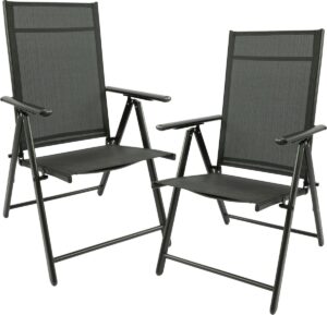 MaxxGarden 2x aluminium tuinstoel / tuin stoel zwart - zwart