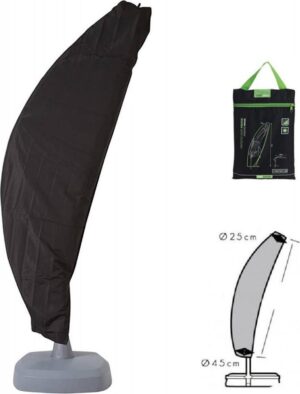 MaxxGarden zweefparasol afdekhoes - zwart - geschikt voor parasols Ø 200-300 cm