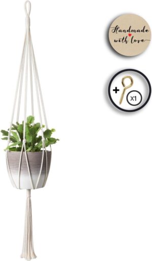 Moderne Plantenhanger 'Minimalist' - 105 CM - Handgemaakt Touw / Rope - Plantenhouder - Hangplant - Planten Accessoires - Handmade Plantenhangers - Planthanger - Voor binnen en buiten - Stijlvol je bloempot ophangen