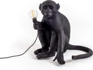 Monkey Sitting tafellamp buiten zwart
