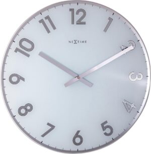 NeXtime Reflect - Klok - Stil uurwerk - Spiegel - Rond - Ø43 cm - Wit en Spiegel