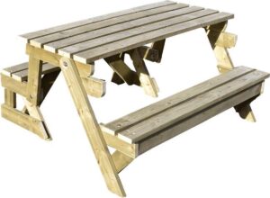 Picknicktafel en Bank 2 in 1 inklapbaar model Vuren hout 2-4 personen / Compleet gemonteerd afgeleverd!