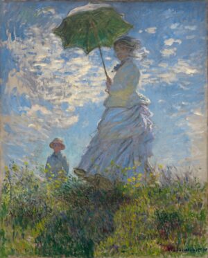 Poster Monet - Vrouw met parasol ('Women with a parasol') - Large 70x50 cm Kleur - Schilderij impressionisme olieverf op doek 'La Promenade'