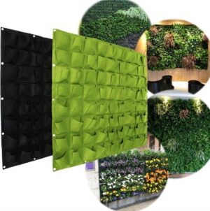 Queens Garden™ Verticale tuin met 72 premium vakken/zakken - Eenvoudige montage - Geschikt voor buiten - Groen - Hangende plantenbak - 100 x 100 cm