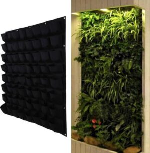 Queens Garden™ Verticale tuin met 72 premium vakken/zakken - Eenvoudige montage - Geschikt voor buiten - Zwart - Hangende plantenbak - 100 x 100 cm