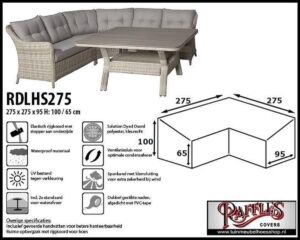 RDLHS275 Beschermhoes voor loungeset, hoge rugleuning 275 x 275 x 95 H: 100 / 65 cm taupe