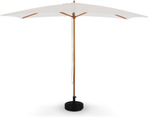 Rechthoekige houten parasol 2x3m, centrale houten mast, handmatig openingssysteem, katrol