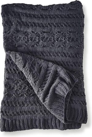 Riviera Maison - Harrison Cable Knit Throw- dark grey - 170x130 - plaid