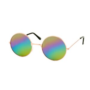 Ronde Zonnebril Metaal Goud - Gekleurd Spiegel Glas - UV 400