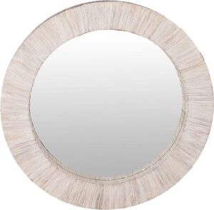 Ronde spiegel van hout en blad motief