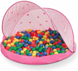 Roze pop-up speeltent voor kinderen - Paulette, zonwerende tent met 50 ballen