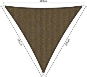 Schaduwdoek. Driehoek. Brown/Black. Japans bruin. Van den Eijnde. Zeer sterk 285 grams/m2 HDPE doek.