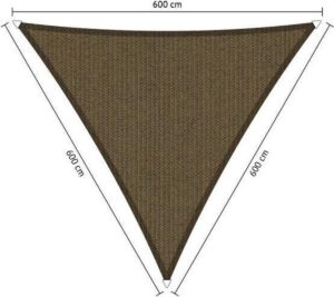 Schaduwdoek. Driehoek. Japans bruin. Van den Eijnde. Zeer sterk 285 grams/m2 HDPE doek.