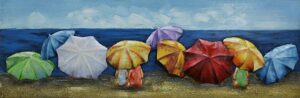 Schilderij - Metaalschilderij - Gekleurde parasols