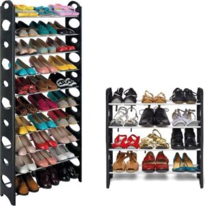 Schoenenrek stapelbaar - schoenenkast - max 30 paar schoenen opbergen - zwart