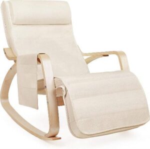 Schommelstoel - Relaxstoel - Comfortabel - Basic - Verstelbaar - Hout - Beige - 67x80x91