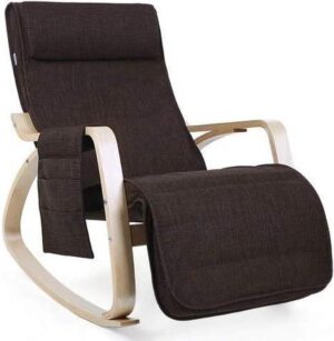 Schommelstoel - Relaxstoel - Comfortabel - Basic - Verstelbaar - Hout - Bruin - 67x80x91