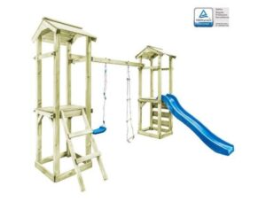 Speelhuis ladder, glijbaan en schommel 300x197x218 cm FSC hout