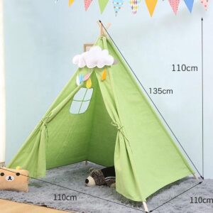 Speeltent Tipi Tent Wigwam voor Kinderen - met Mat en Vlaggetjes - 135x110 cm - Groen