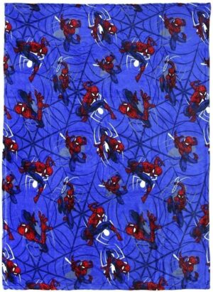Spiderman flanellen fleecedeken/plaid blauw 120 x 160 cm - Kinderkamer dekens van fleece