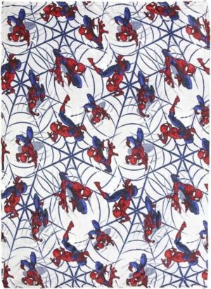 Spiderman flanellen fleecedeken/plaid grijs 120 x 160 cm - Kinderkamer dekens van fleece