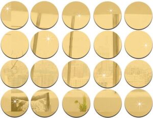 Super leuke ronde mini spiegels - 20 stuks - Goud - Inclusief dubbelzijdige sticker voor het ophangen