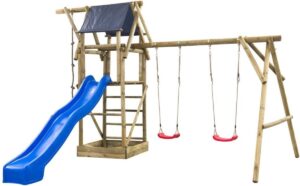 Swing King speeltoestel hout met glijbaan Niels 380cm - blauw