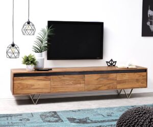 TV-meubel Stonegrace acacia natuur 200 cm 4 laden Designer Lowboard