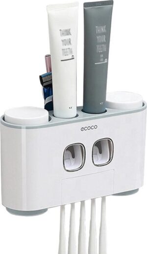Tandenborstelhouder - Automatische Tandpasta dispenser - Modern - Tandenborstel opbergsysteem - 4 drinkbekers - Ophangsysteem